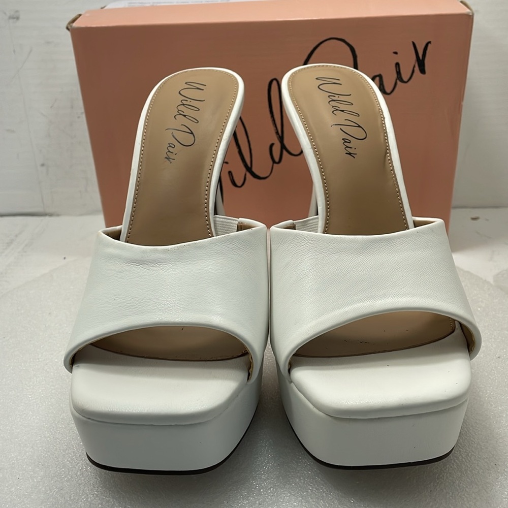 Nine West Rajaah Platform Slide Sandals, White, Women Size 11M Item#726